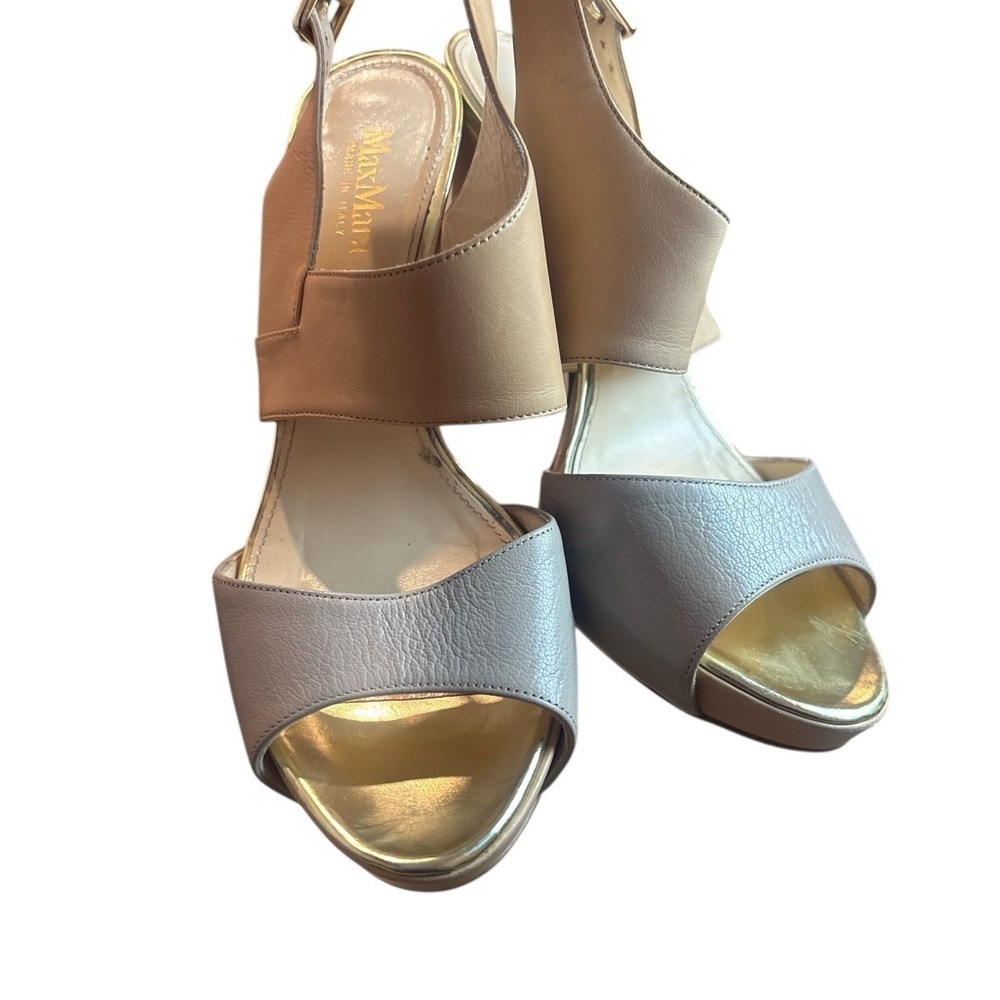 Max Mara Leather Sling Back Heels Size 39 Made In Italy - Picture 3 of 11